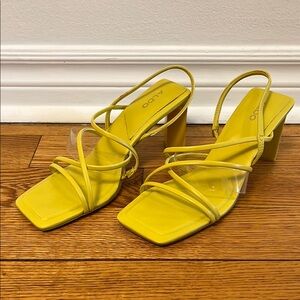Brand New Aldo Yellow/Green Strappy Heels